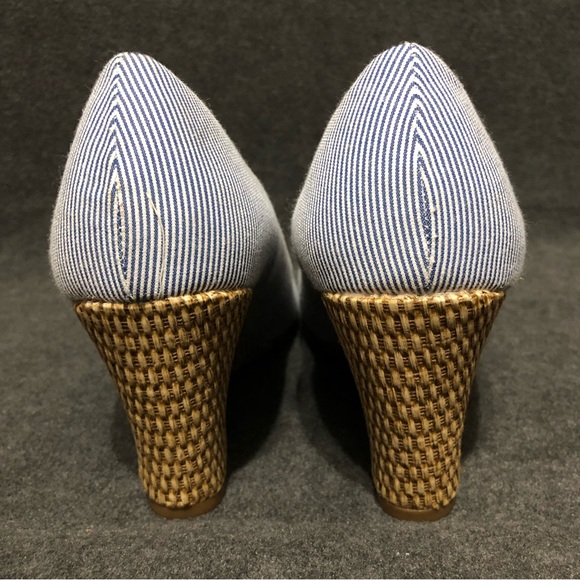 Aerosoles Heelrest Plum Tree Blue White Wedge Shoes Size 6.5 - Picture 4 of 9